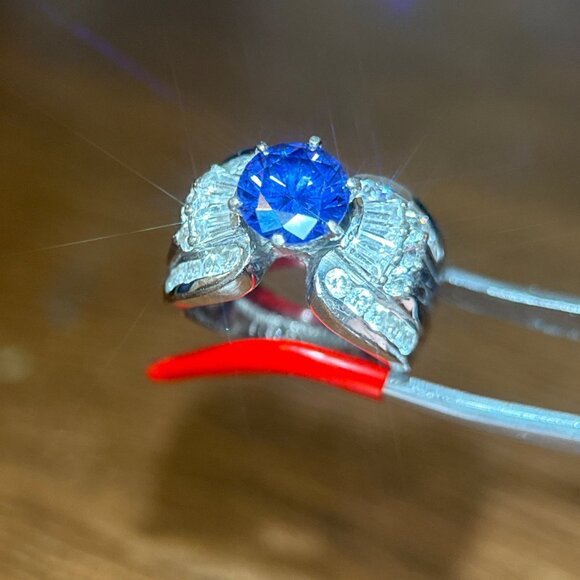 925 Blue/White Cz Ring - Picture 6 of 11
